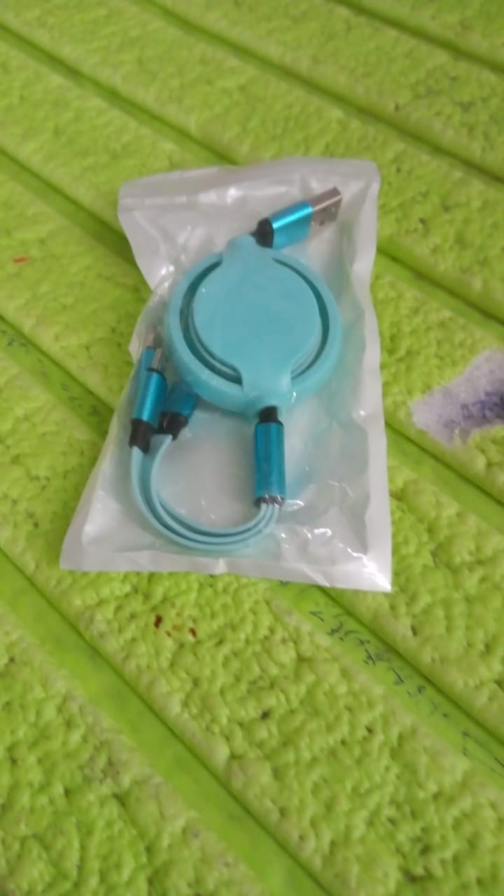 3 in 1 Retractable Charger Charging Cable (1 Pc / Mix Color) - 13166_3in1_retractable_charging_cable