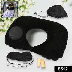 8512 3 in 1 Comfortable Travel Sleeping Kit, Neck Pillow, Eye Mask & Ear Plug S - 8512_travel_sleeping_kit