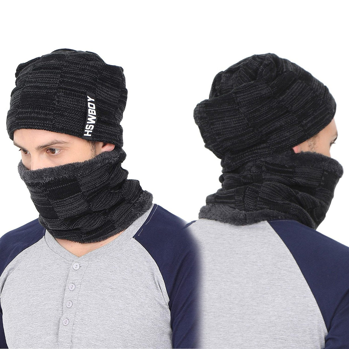 Ultra Soft Unisex Woollen Beanie Cap Plus Muffler Scarf - 6066_beanie_cap_muffler_set