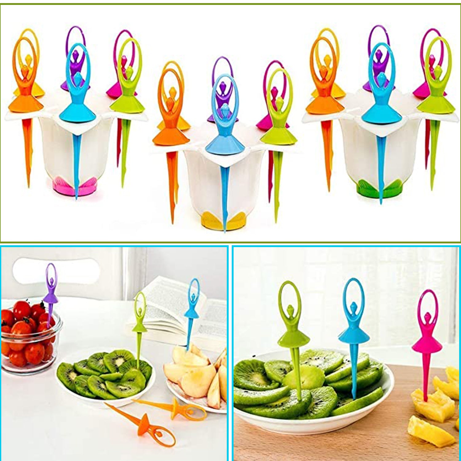 Dancing Doll Fruit Cutlery With Stand Set Of 6.