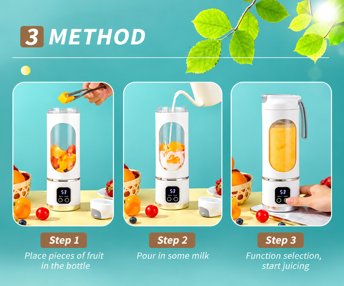 PortableBlender Electric Juicers Fruit Mixers USB Rechargeable Smoothie Mini Blender Personal Juicer 10 Blades 3 Gears With 1300 Mah Rechargeable Battery-Smoothie Juicer