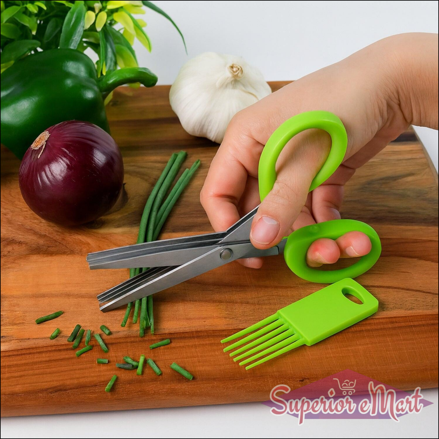 Superior eMart multipurpose kitchen scissors for cutting herbs and vegetables with ergonomic handles