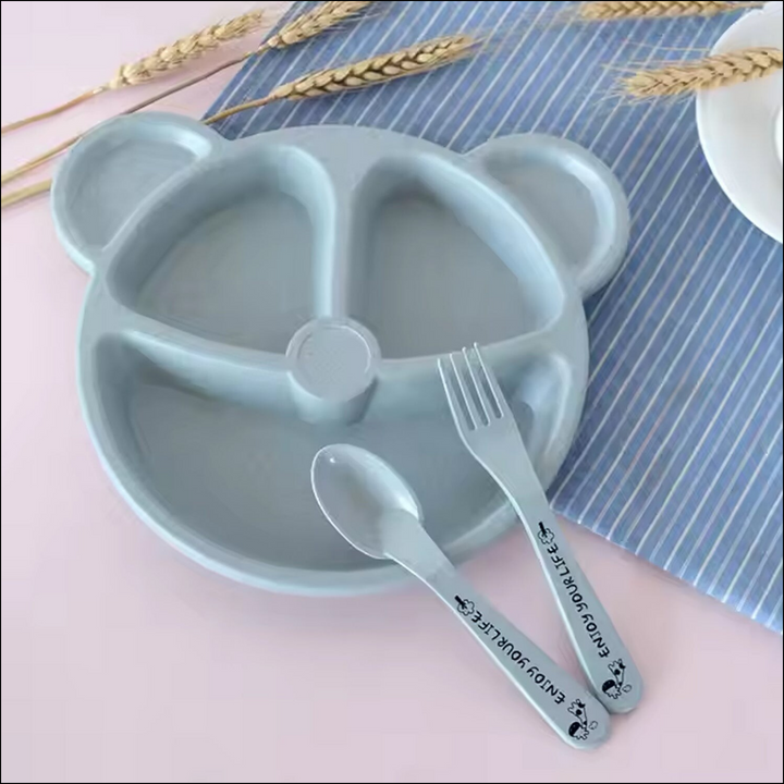 3 Compartment Kids Plate - 3 Pcs Set - Superior eMart