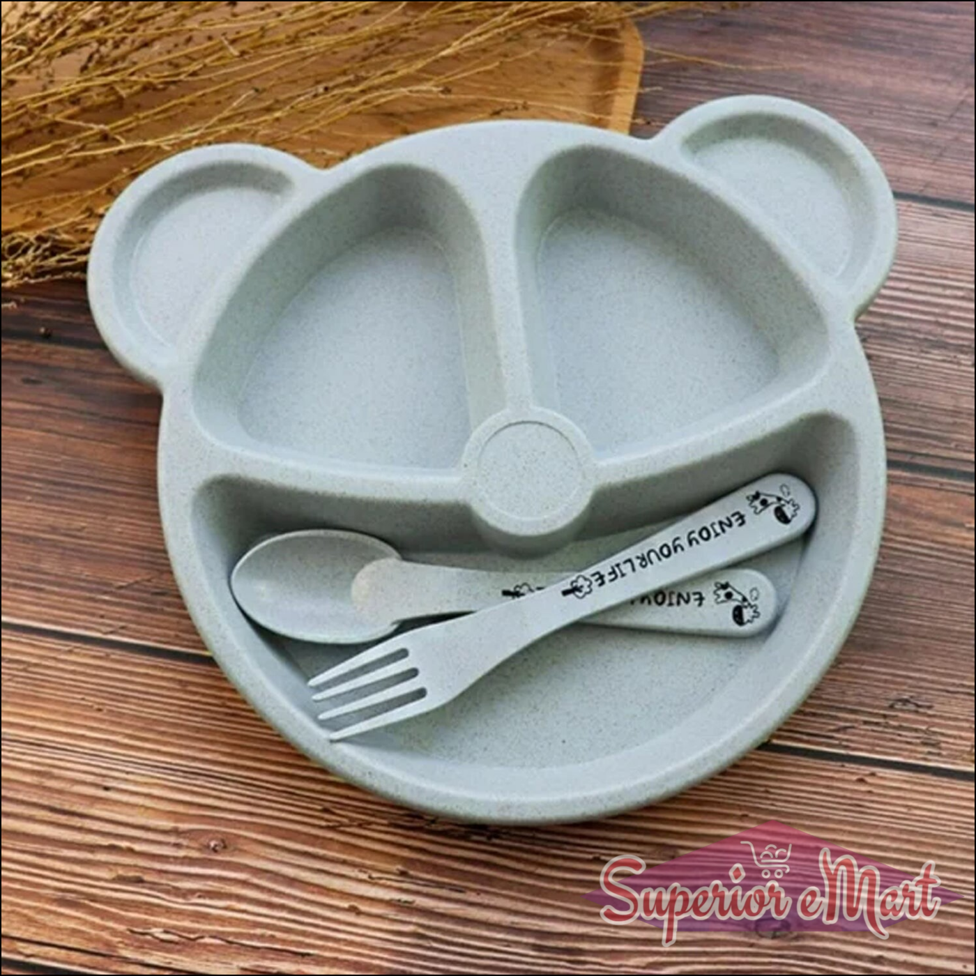 3 Compartment Kids Plate - 3 Pcs Set - Superior eMart