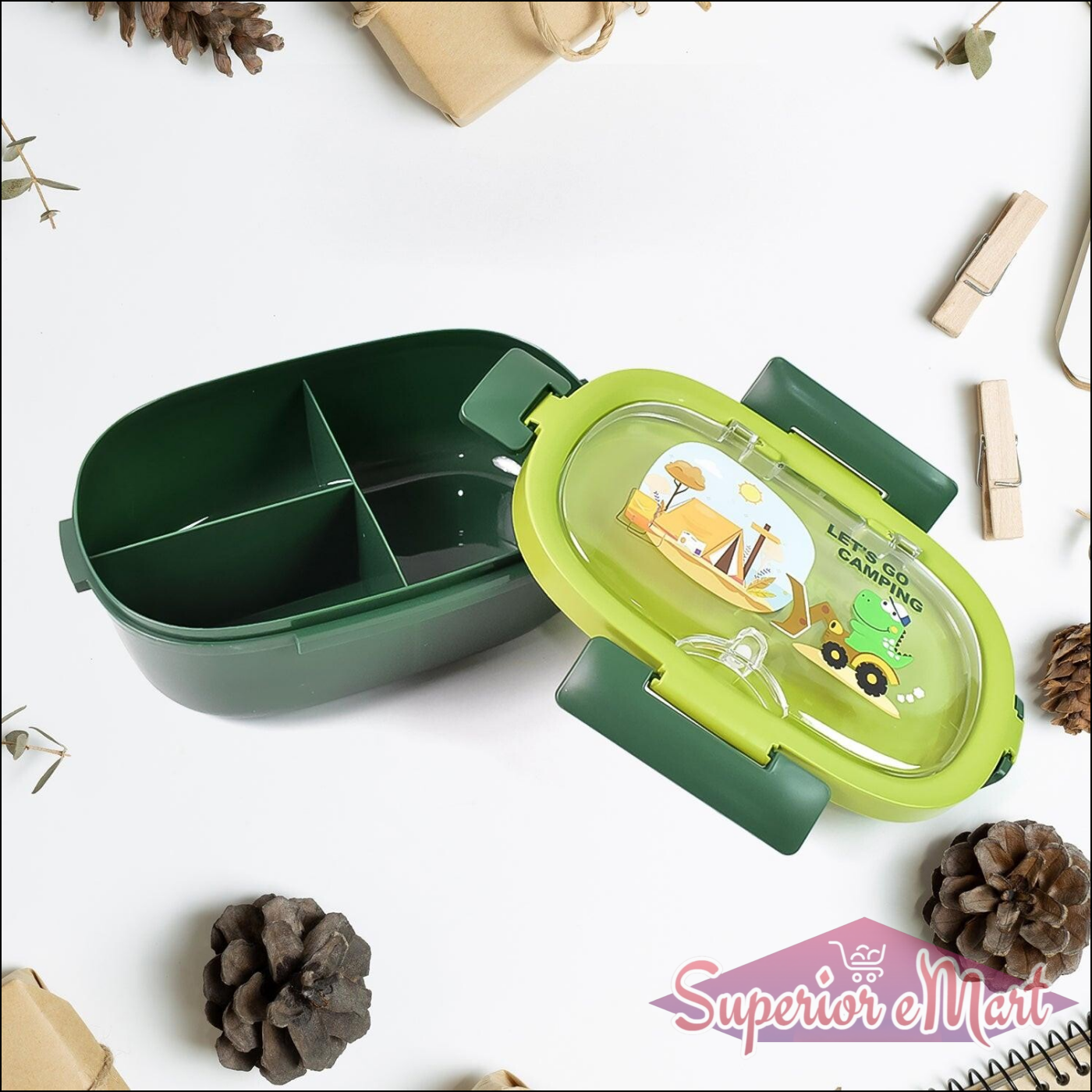 3 Compartment Lunch Box with Bottle - Superior eMart