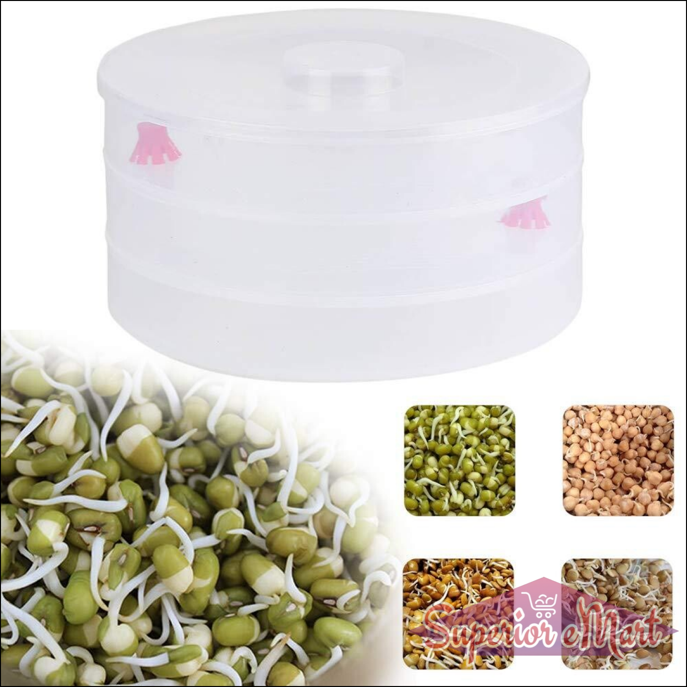 3 Compartment Sprout Maker White - Superior eMart