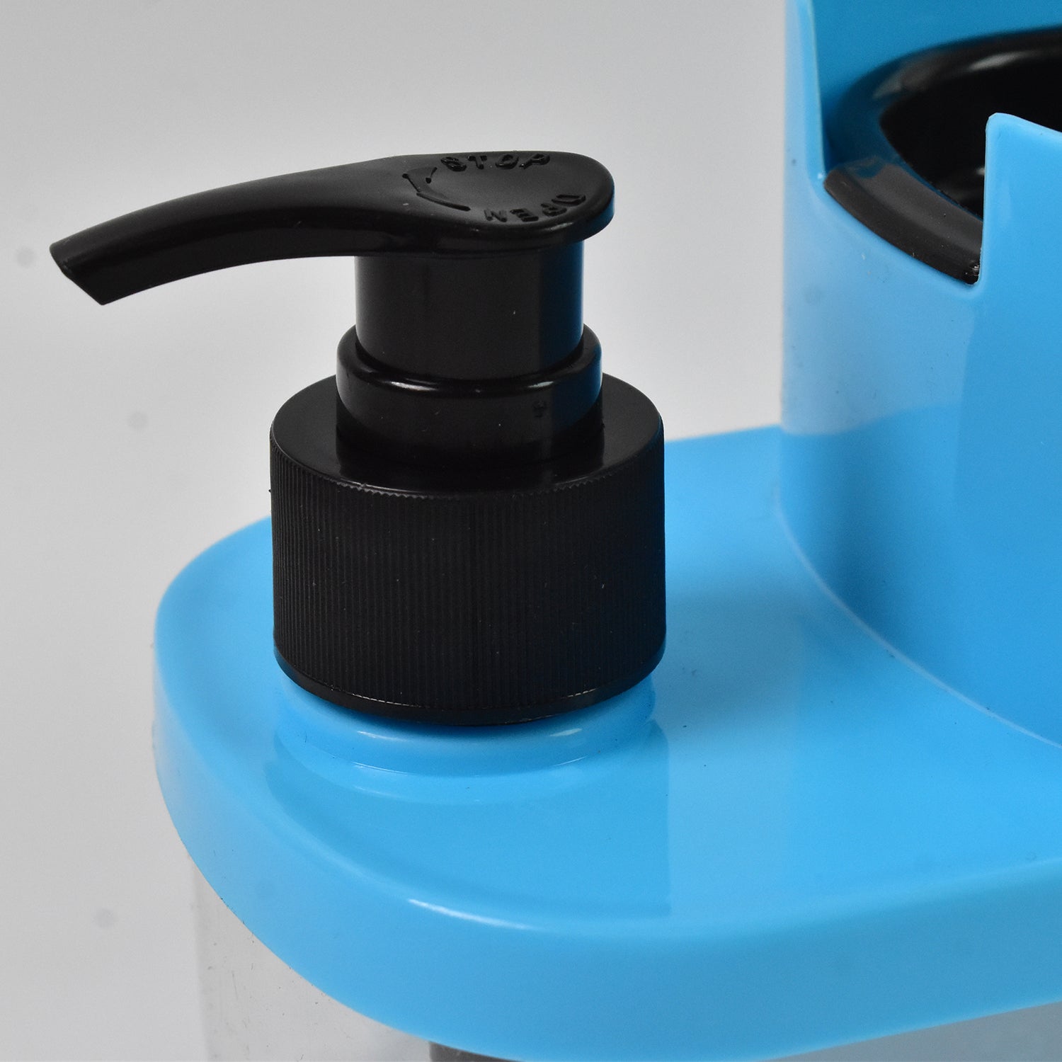 Blue 3 in 1 dishwashing dispenser with pump for efficient dish soap, sponge, and scrub storage