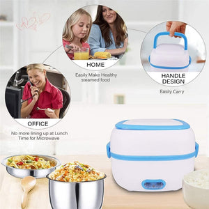 Superior eMart 3 in 1 electric lunch box with handle design for easy carrying and steaming food at home or office