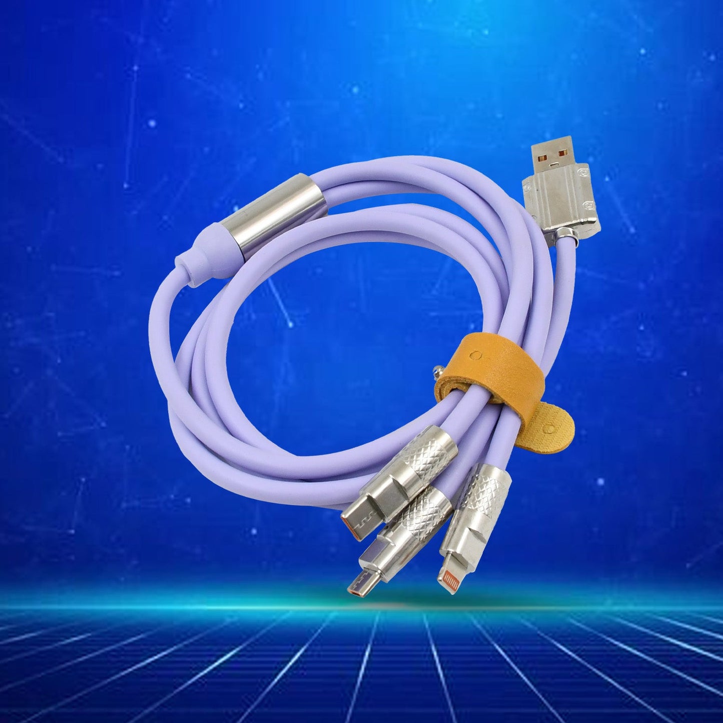 Superior eMart 3 in 1 fast charging cable in lavender with USB and multiple connectors