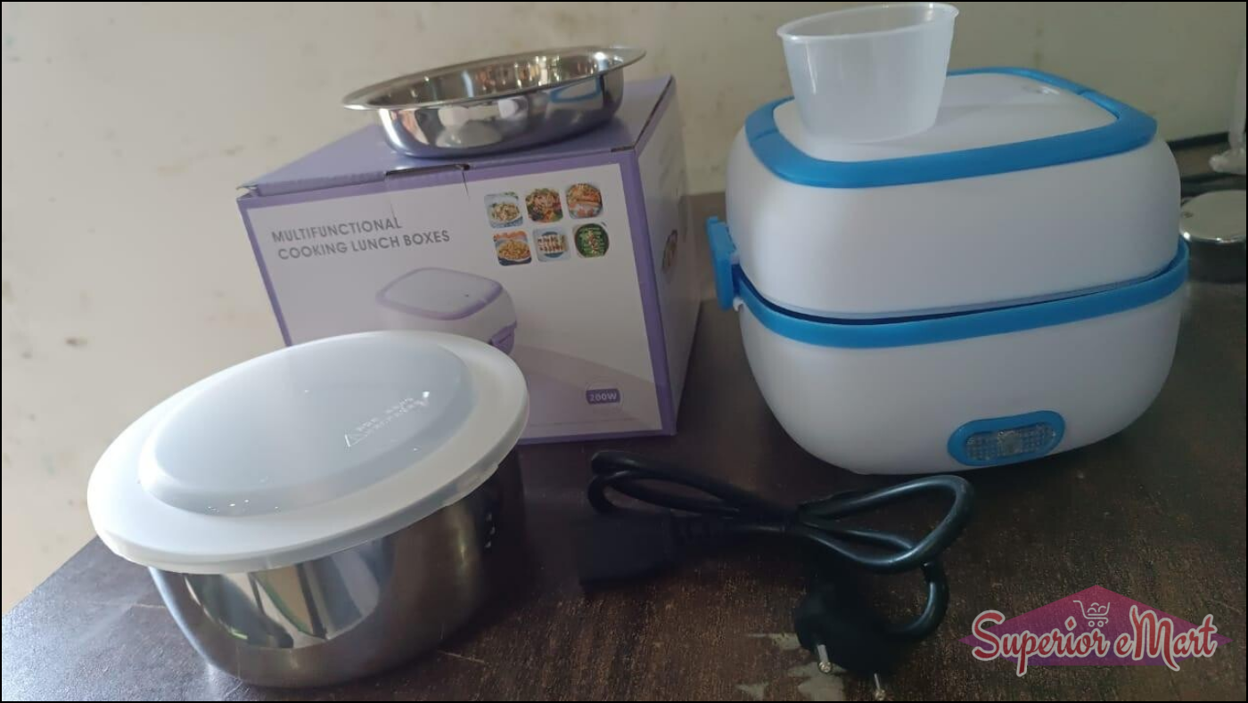 3 in 1 electric lunch box with stainless steel bowl and easy-to-use design for versatile meal prep