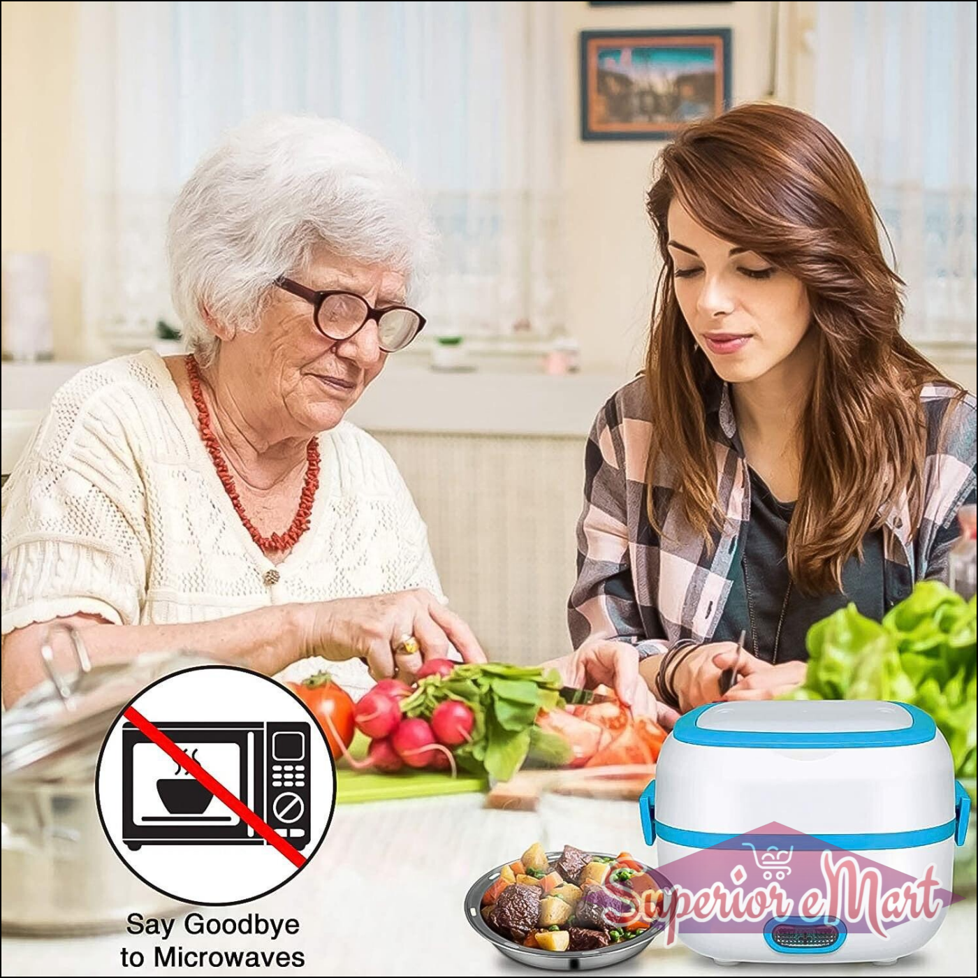 3 in 1 electric lunch box designed for convenient meal heating and prep in home kitchens