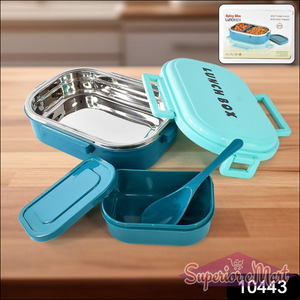 3 in 1 Lunch Box with Spoon - Durable & Portable - Superior eMart