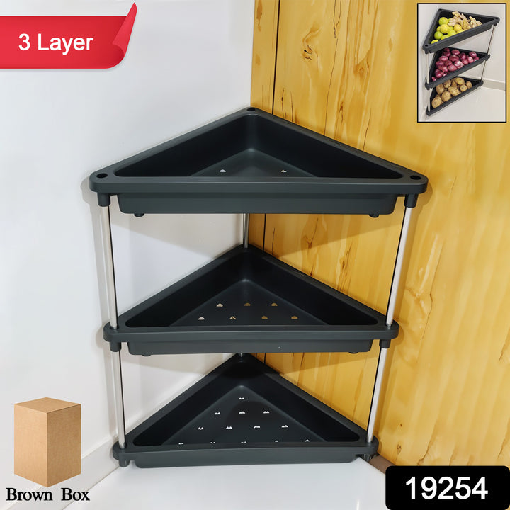 Superior eMart 3 layer corner storage rack in black plastic with metal supports for kitchen organization