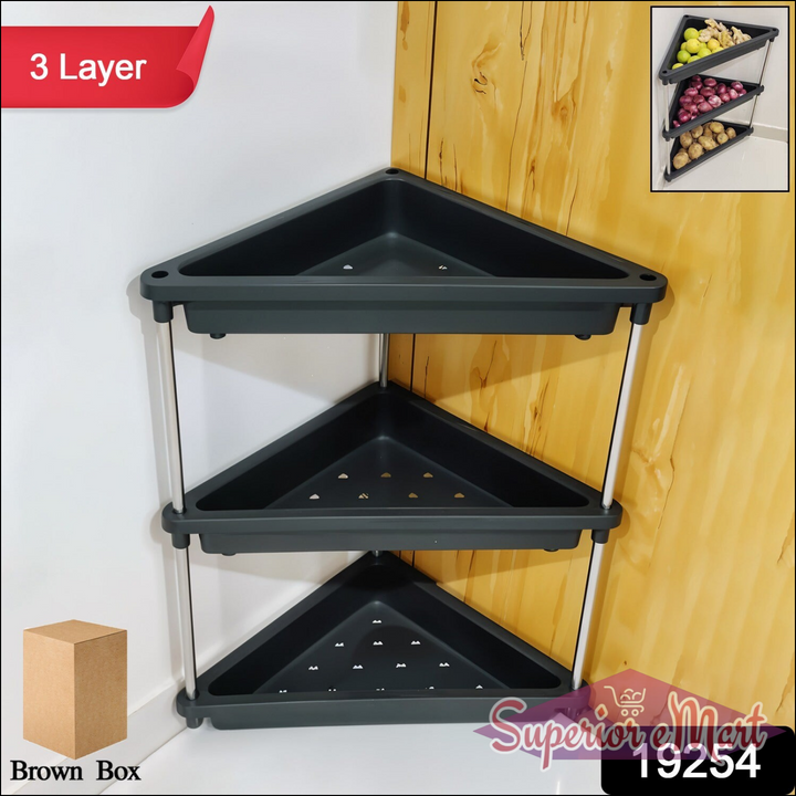 3 Layer Corner Storage Rack - Durable & Space-Saving - Superior eMart
