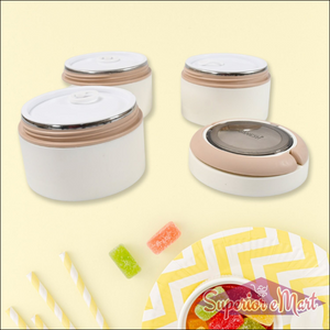 Superior eMart stainless steel 3 layer lunch box in white with pink lids for meal prep and storage