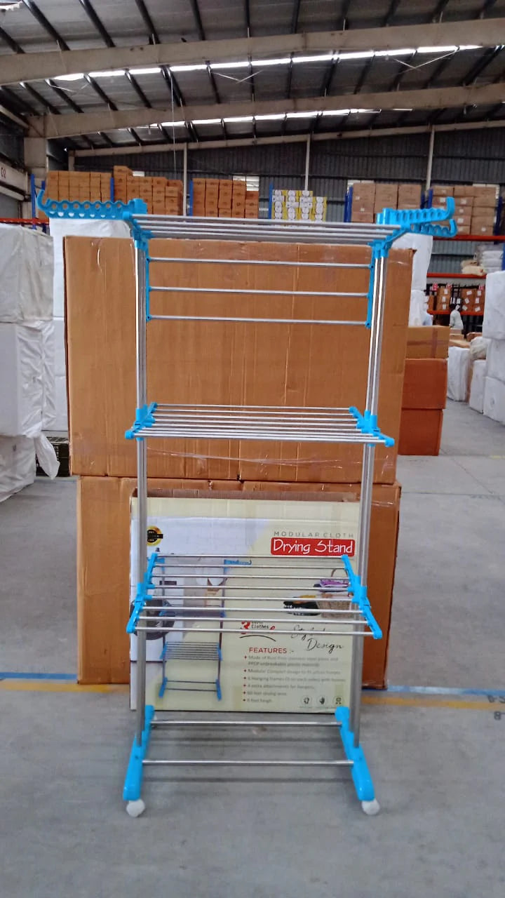 3 layer stainless steel cloth drying stand with lightweight design and sturdy construction for efficient drying