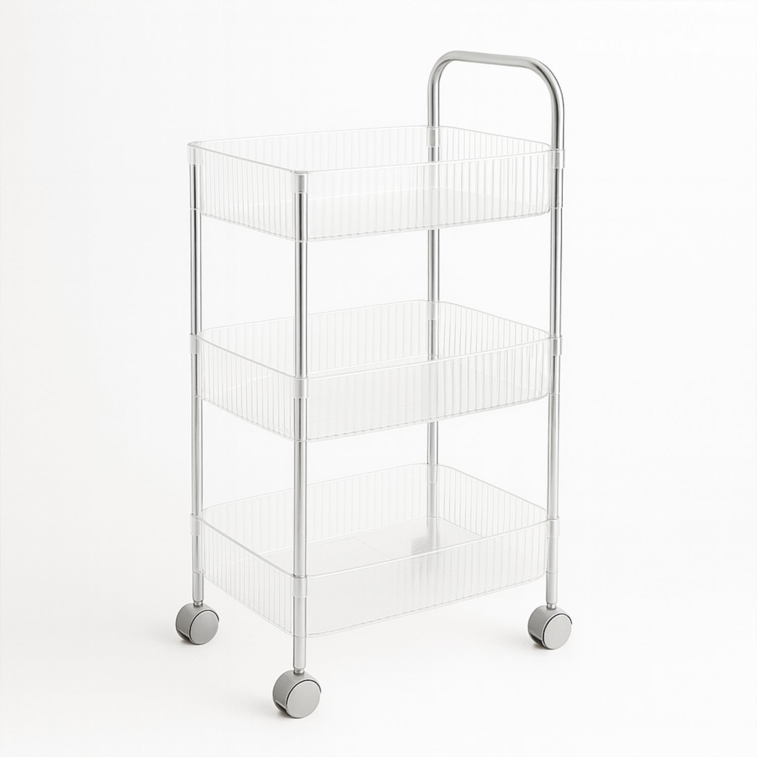 Stylish 3-layer storage trolley with wheels for easy organization in any home or kitchen