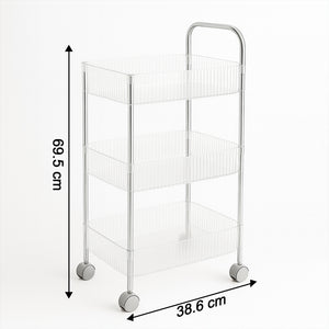 3-layer storage trolley with wheels in sleek design for easy home organization