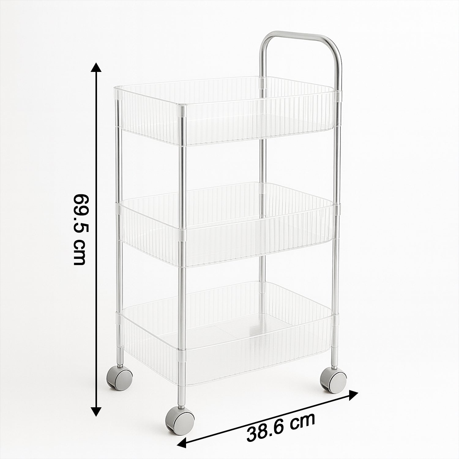 3-layer storage trolley with wheels in sleek design for easy home organization