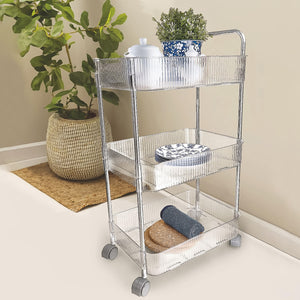 3-layer storage trolley with wheels, perfect for organizing kitchen supplies and home essentials