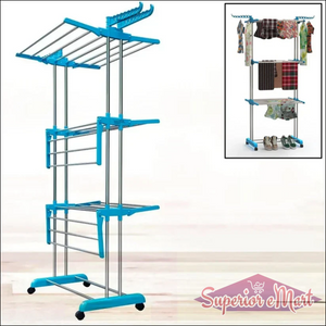 3 layer stainless steel cloth drying stand with multiple levels for efficient drying and easy storage