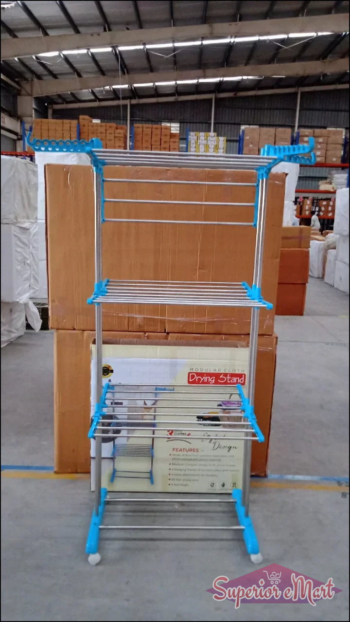 3 layer stainless steel cloth drying stand with lightweight design and sturdy construction for efficient drying