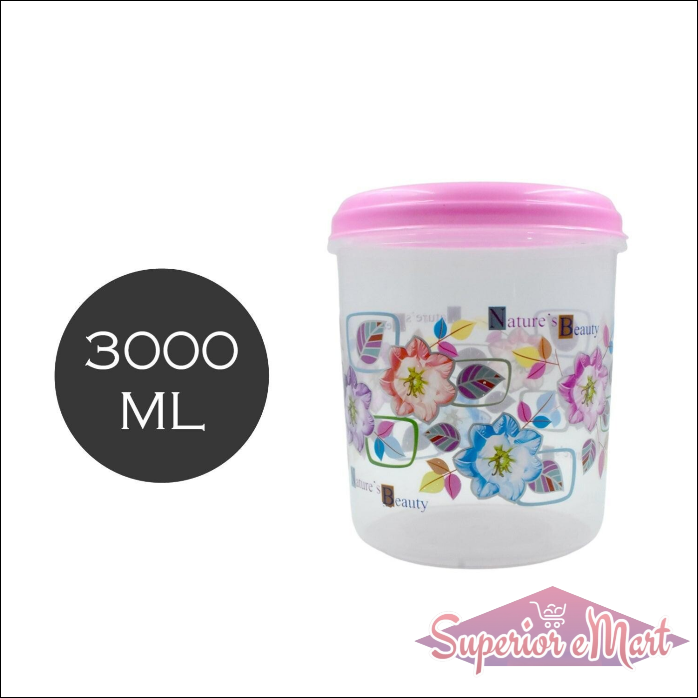 Superior eMart 3 piece storage container set with floral design and 3000 ML capacity