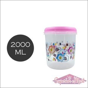 3 piece storage container set with colorful floral design and 2000 ml capacity for kitchen organization