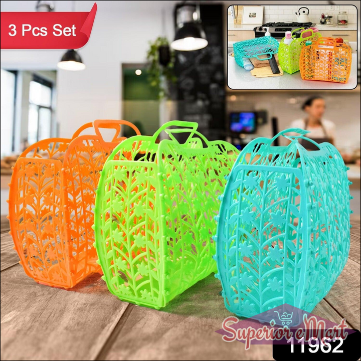 3 Pcs Multicolor Vegetable Storage Baskets - Superior eMart