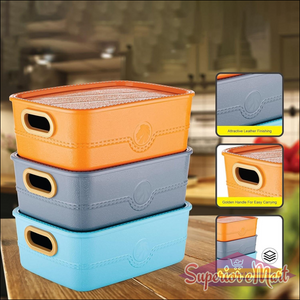 3-piece Multipurpose Storage Basket Bin Set With Handle (3 Pcs Set) - Superior eMart