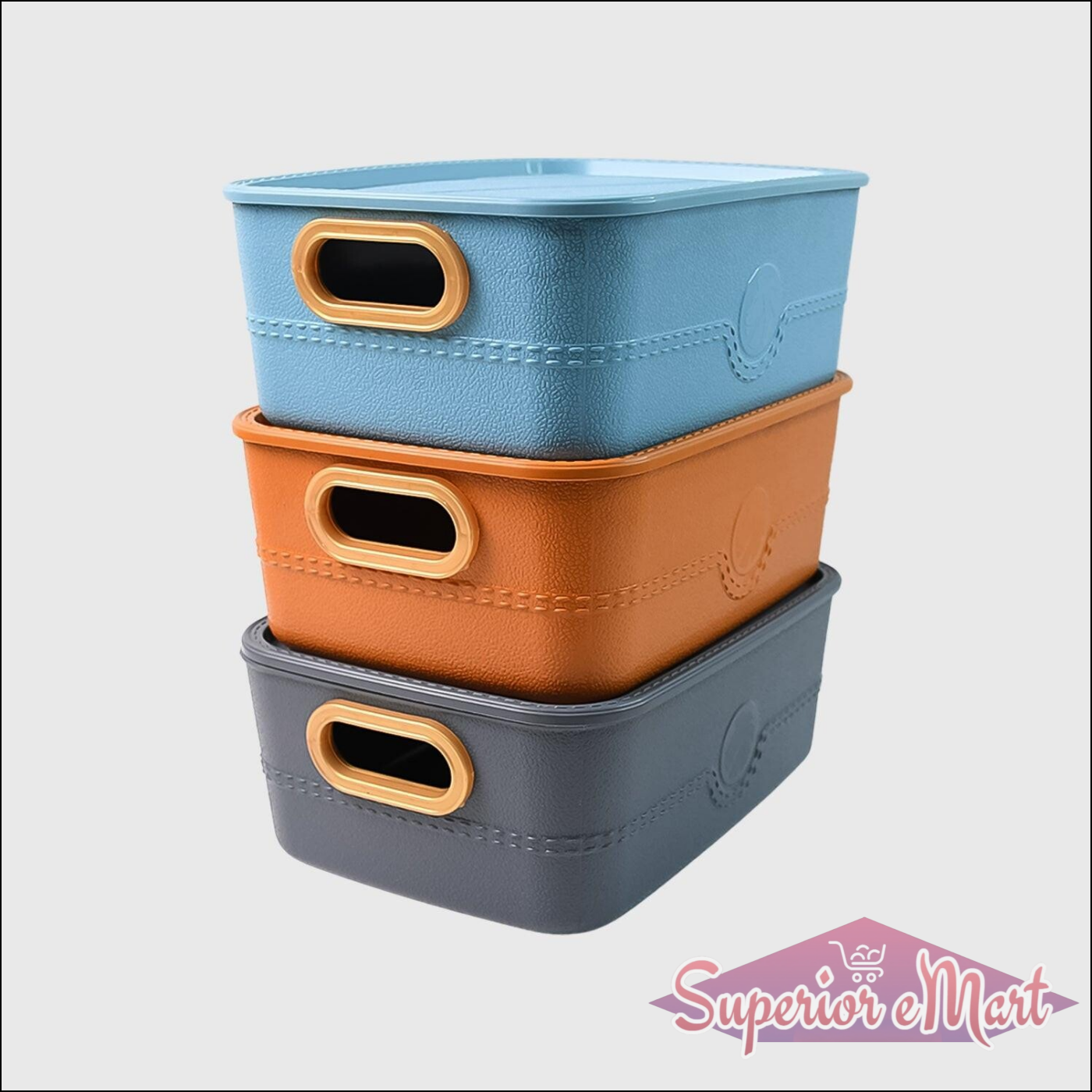 3-piece Multipurpose Storage Basket Bin Set With Handle (3 Pcs Set) - Superior eMart