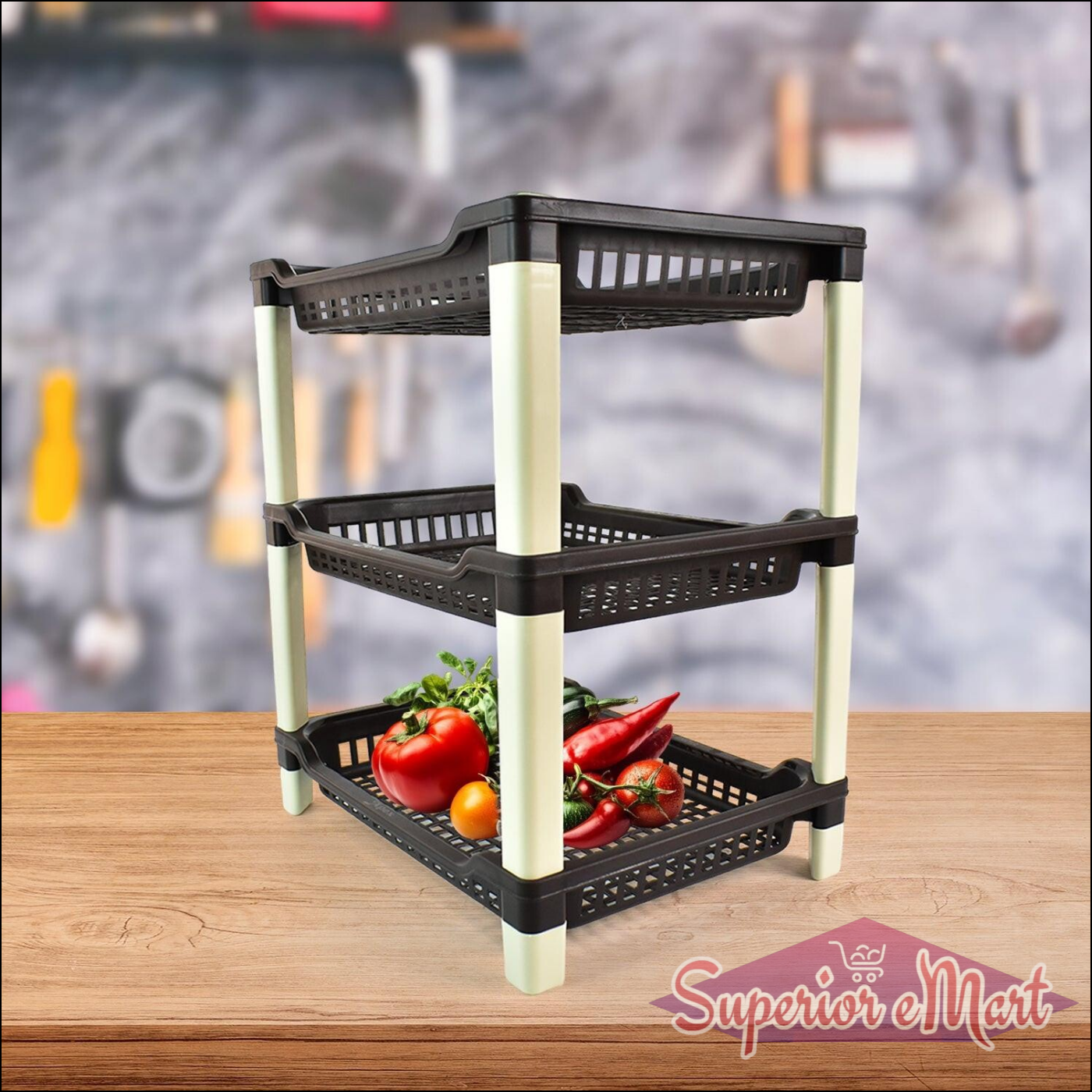3-tier Plastic Storage Rack - Superior eMart