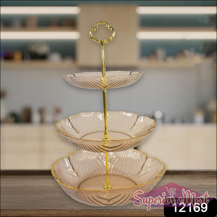 3 Tier Snack Rack with Elegant Glass Plates - Superior eMart