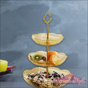 3 Tier Snack Rack with Elegant Glass Plates - Superior eMart