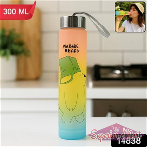 Cute cartoon water bottle featuring a whimsical bear design with a gradient color scheme