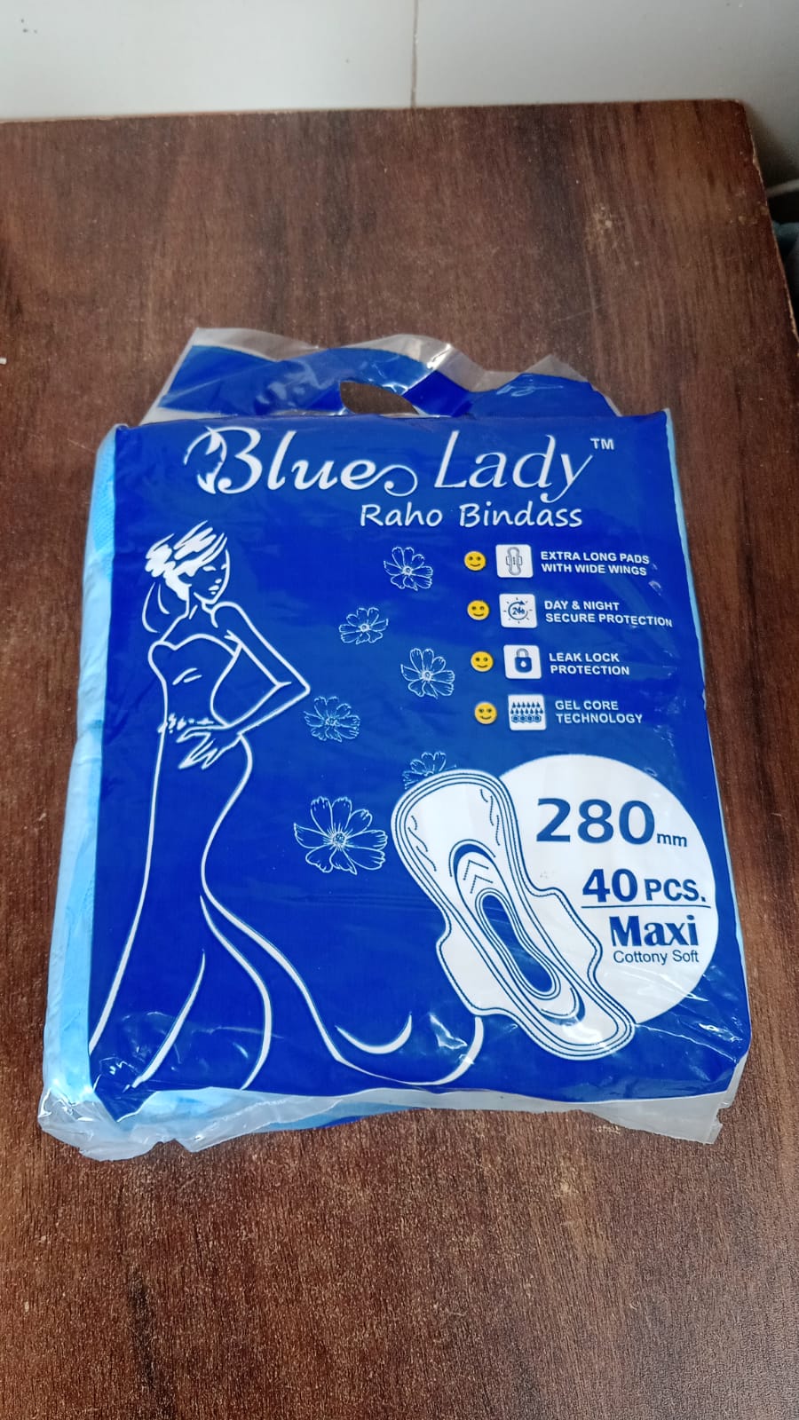 Blue Lady Extra Long Pads With Wides Wings Sanitary Pads – 280 mm, 40-Pack - 0985_sanitary_pads_280mm_40pc