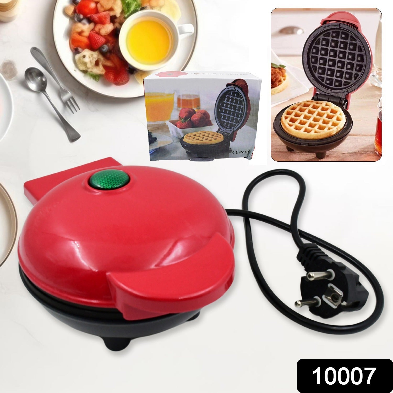 Mini Waffle Maker Machine Waffle Iron Home Appliances Kitchen Gift Easy To Clean - 10007_round_waffle_maker_machine