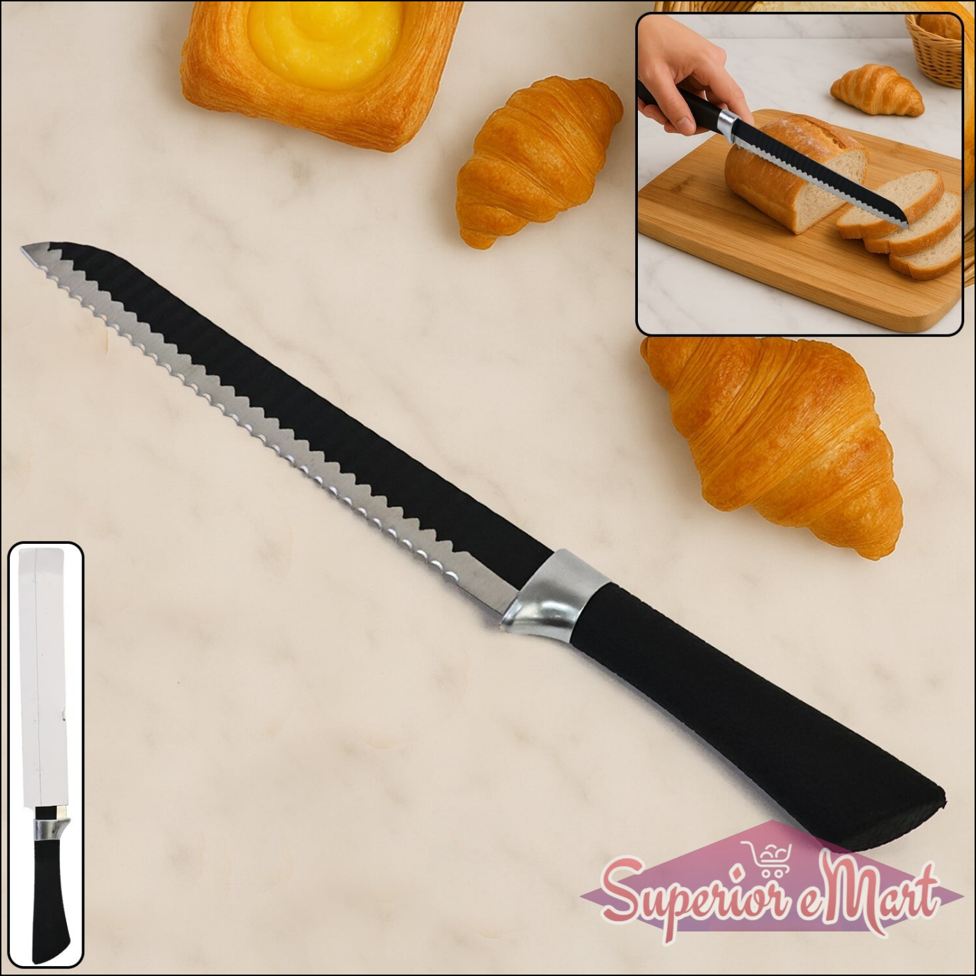 32 Cm Serrated Bread Knife With Ergonomic Handle - Superior eMart