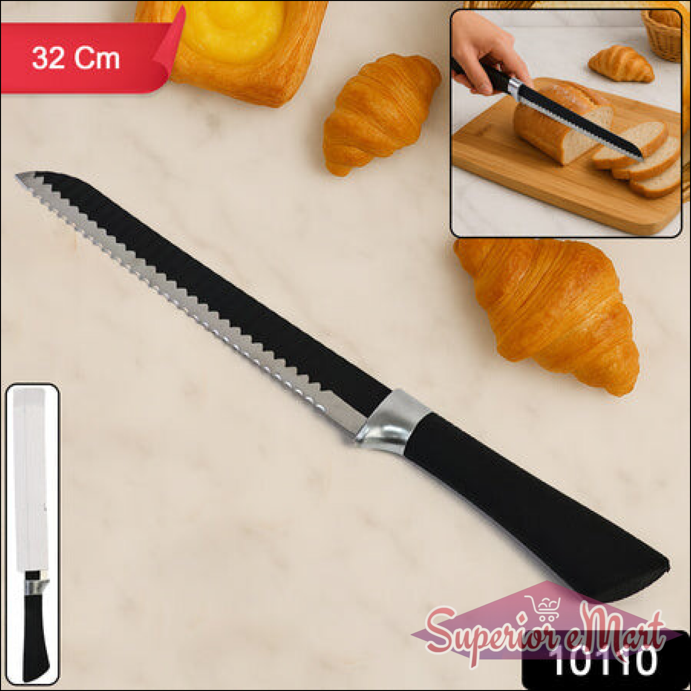 32 Cm Serrated Bread Knife With Ergonomic Handle - Superior eMart