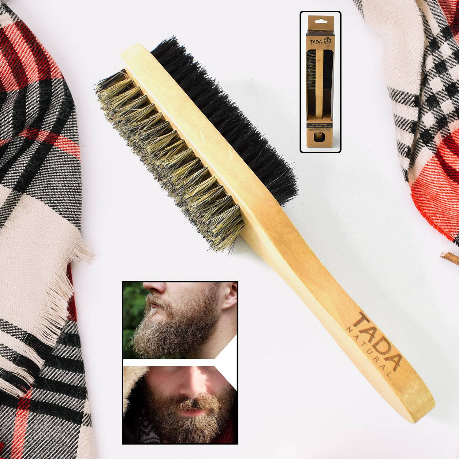 2 In 1 Dual Side Hair Bristle Beard Brush For Men Beard Comb (1 Pc) - Superior eMart