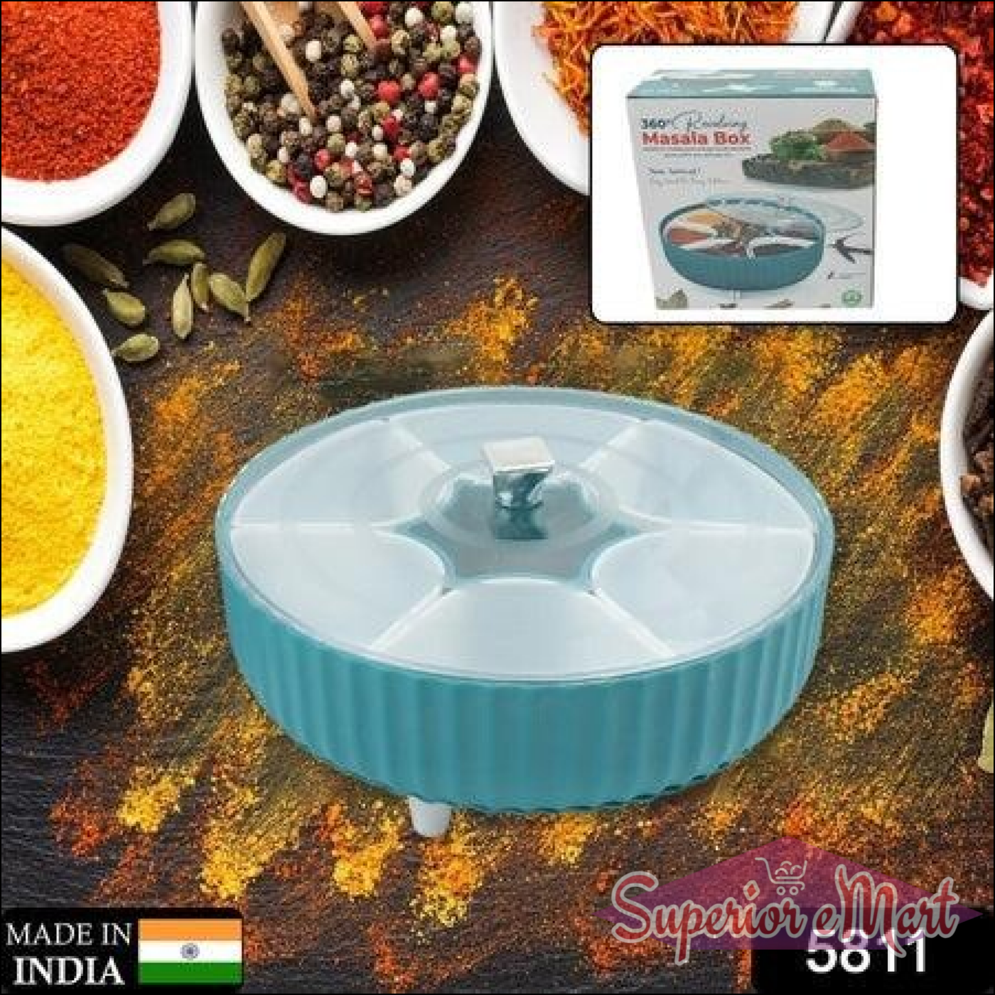 360 Revolving Spice Box / Dry Fruit Box / 7 Compartment Box - Superior eMart