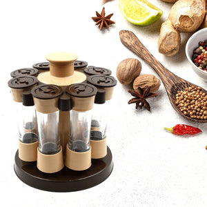 Superior eMart 360 revolving spice rack with clear glass jars for organized spice storage