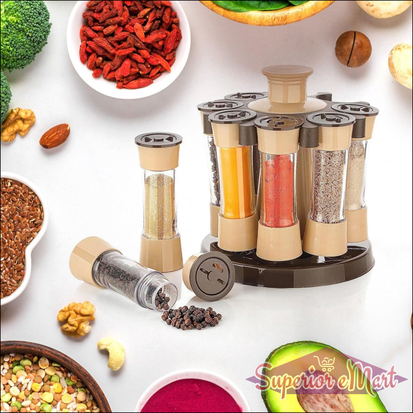 360 Revolving Spice Rack 8-Piece Set - Superior eMart