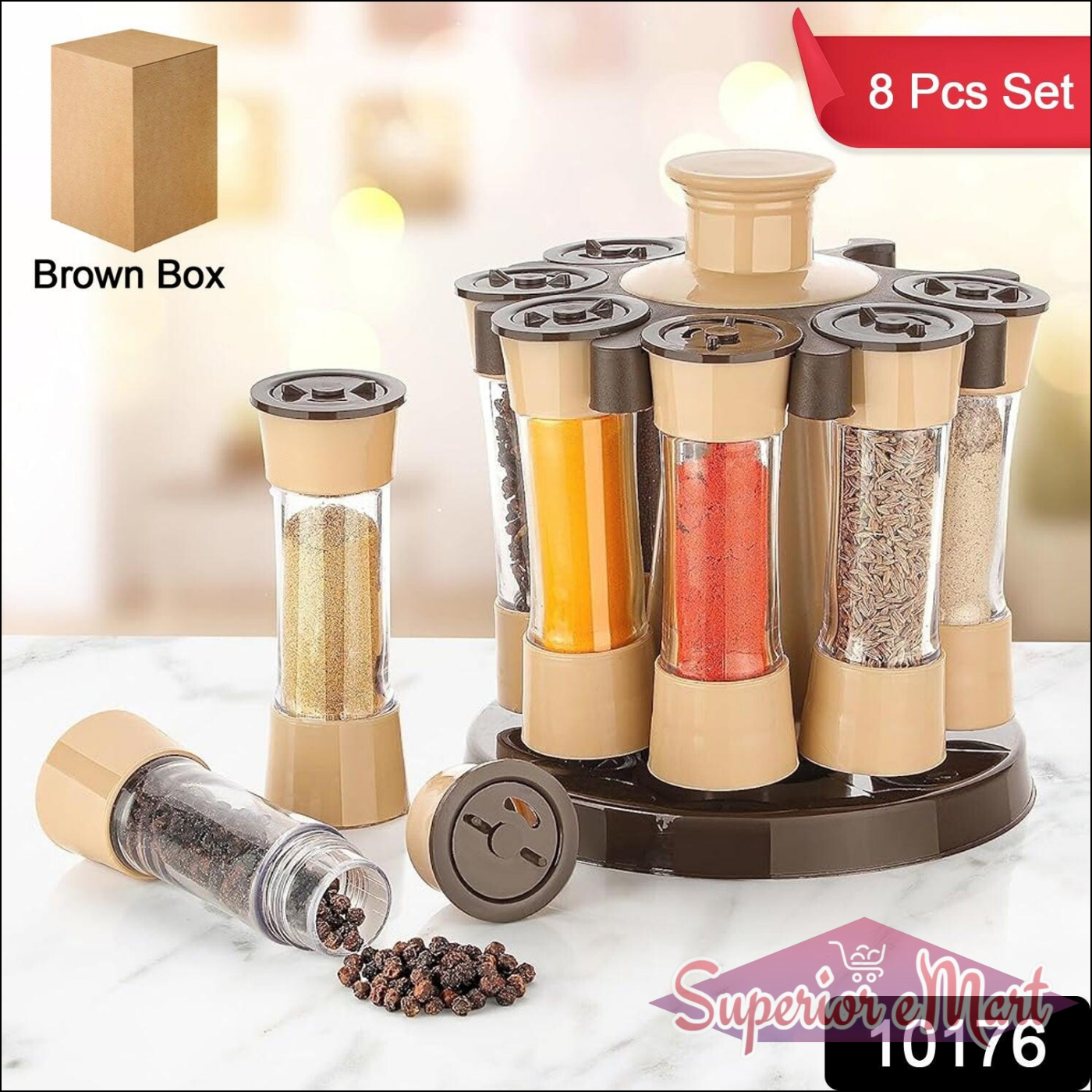 360 Revolving Spice Rack 8-Piece Set - Superior eMart
