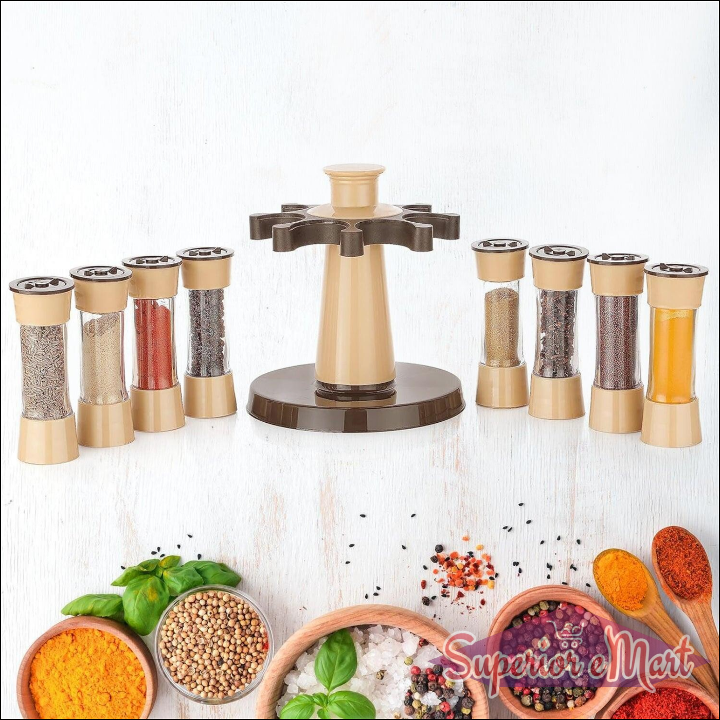 360 Revolving Spice Rack 8-Piece Set - Superior eMart
