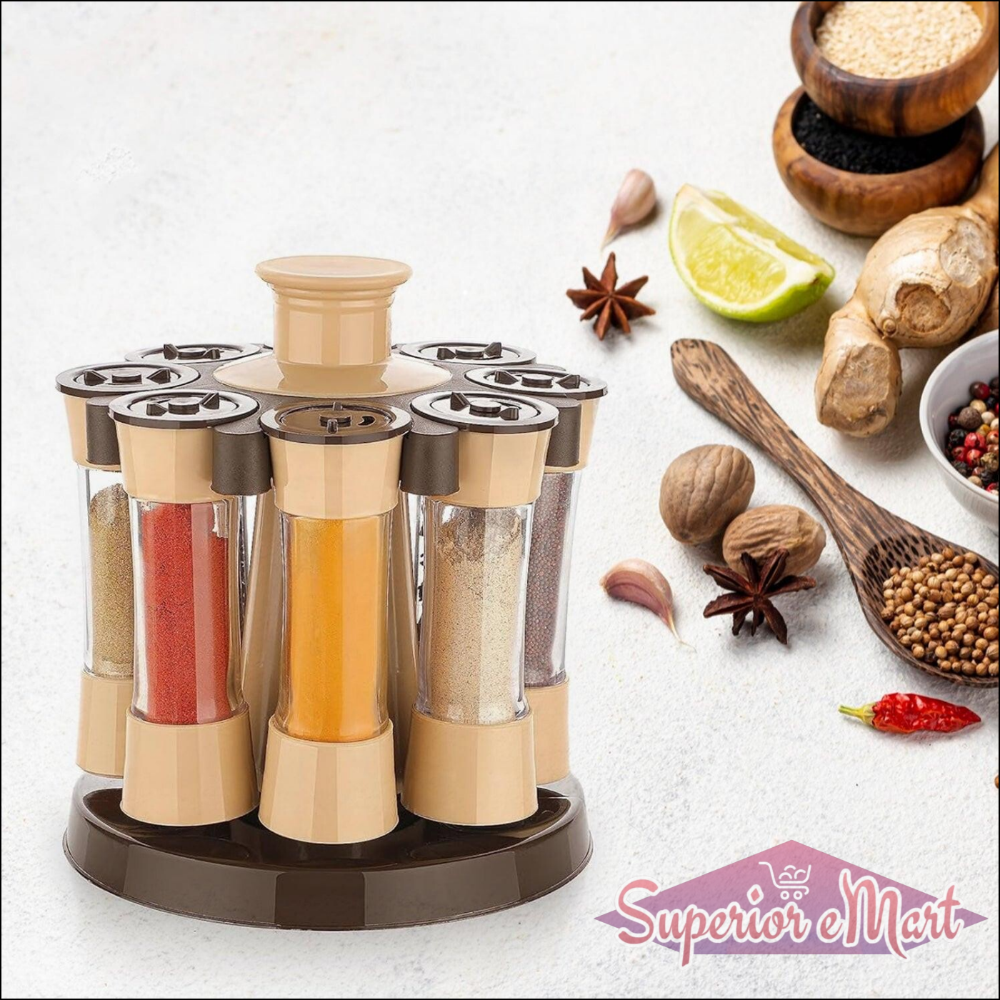 360 Revolving Spice Rack 8-Piece Set - Superior eMart