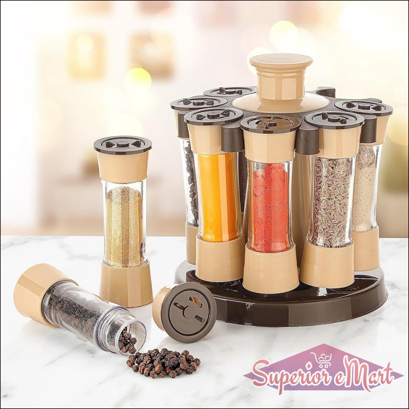 360 Revolving Spice Rack 8-Piece Set - Superior eMart