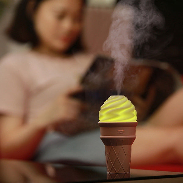 Ice Cream Design LED Humidifier for Freshening Air & Fragrance (Multicoloured) - 0396_ice_cream_humidifier