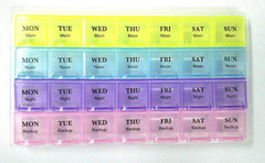 383 Pill Case- 4 Row 28 Squares Weekly 7 Days Tablet Box Holder Medicine Storage Organizer Container - Superior eMart