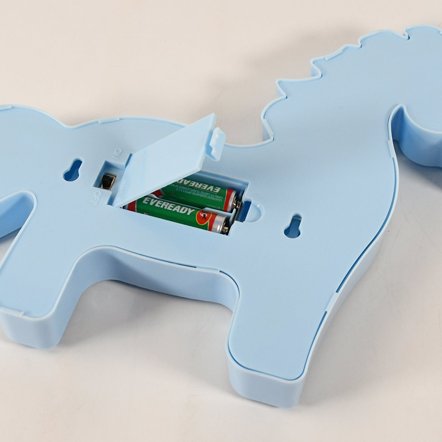 3D LED Unicorn night light for kids in blue, featuring battery compartment for easy powering